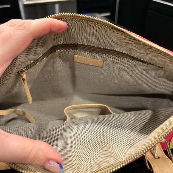 DOONEY & BOURKE BURNING RED W/ IVORY INITIALS DOME SATCHEL - Picture 5 of 8